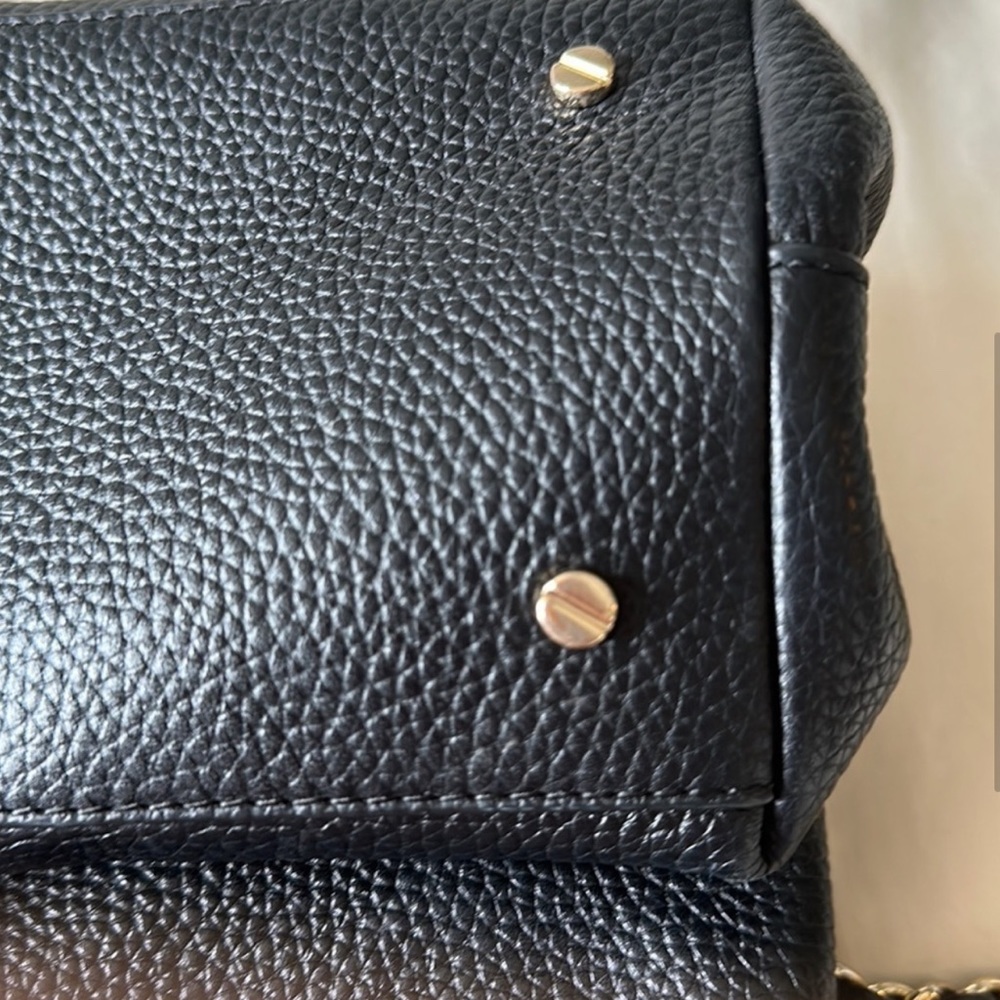 Tory Burch Sliding Chain Link Black Leather Tote - Picture 6 of 7